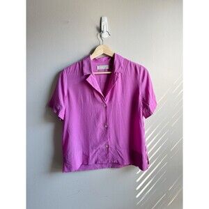 Everlane Pink Silk Button Up Short Sleeve Shirt Size 0